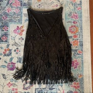 ZARA Black Sequin Tank Top